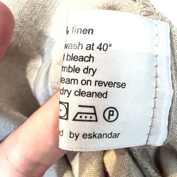 Eskandar Beige 100% Linen Lagenlook Pull On Wide Leg Trouser Pants Size 3 - Picture 8 of 8